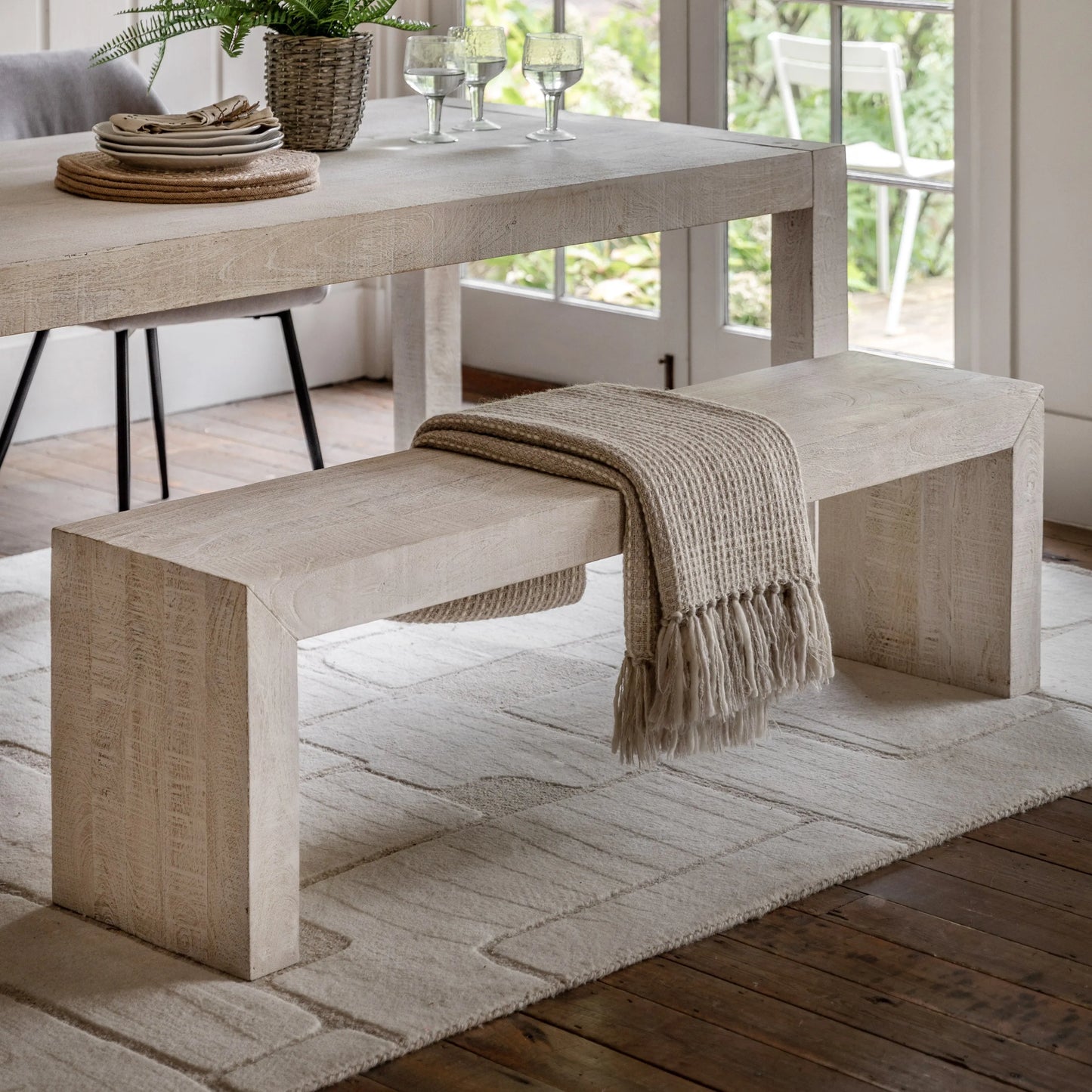Gallery Direct Iowa Dining Bench Whitewash