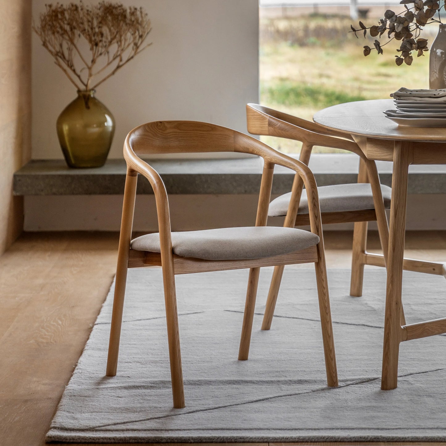 Gallery Direct Madrid Pair of Upholstered Dining Chairs in Oak