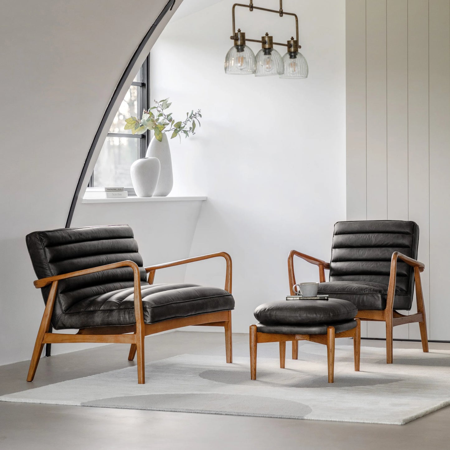 Gallery Direct Datsun Footstool in Antique Ebony Leather