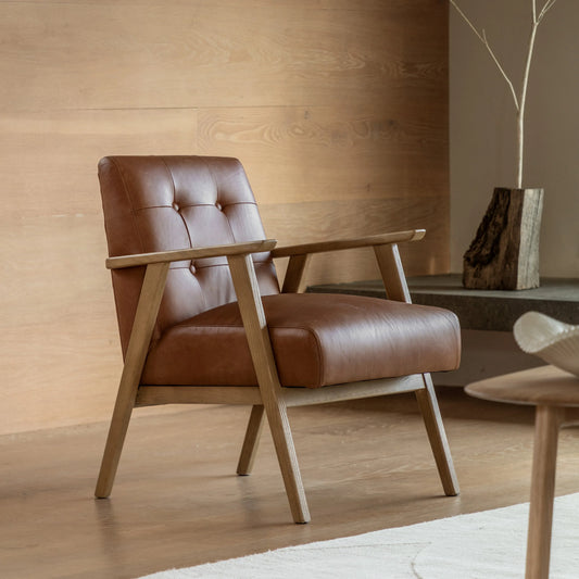 Gallery Direct Blackhall Armchair in Antique Brown Leather