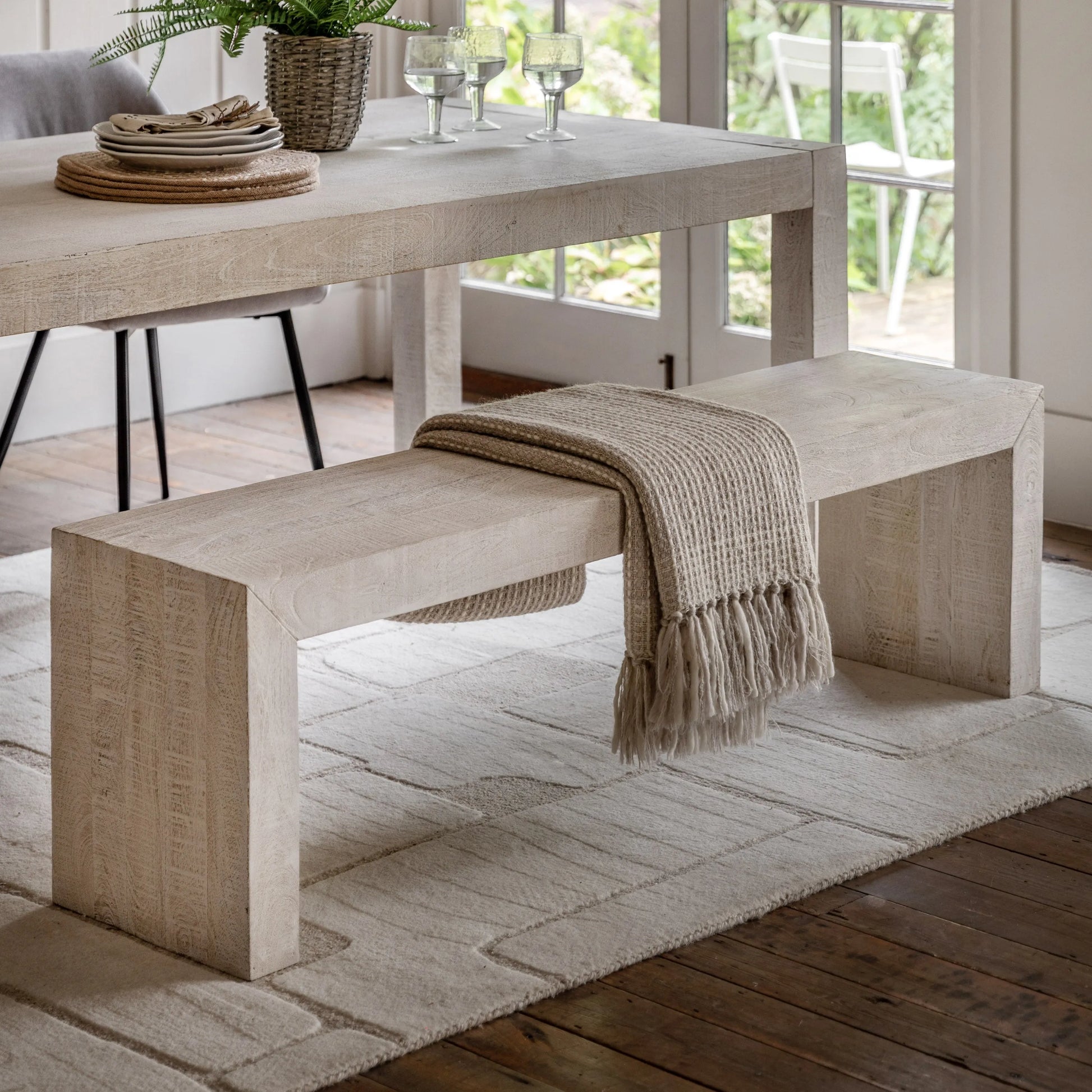 Gallery Direct Iowa Dining Bench Whitewash