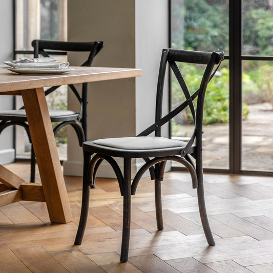 Gallery Direct Cafe Pair of Dining Chairs in Black Linen