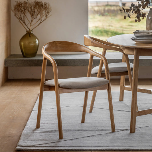 Gallery Direct Madrid Pair of Upholstered Dining Chairs in Oak