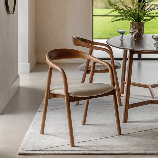 Gallery Direct Madrid Pair of Upholstered Dining Chairs in Walnut