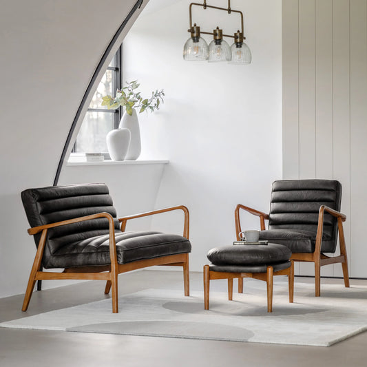Gallery Direct Datsun Footstool in Antique Ebony Leather