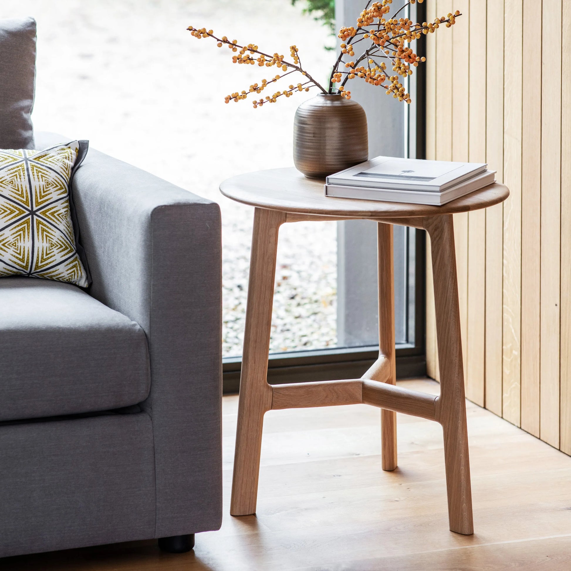Gallery Direct Madrid Round Side Table in Oak