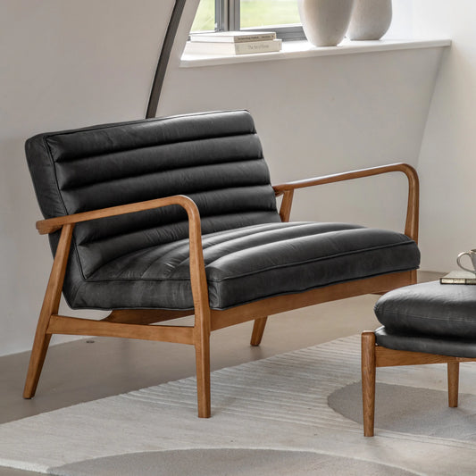 Gallery Direct Datsun 2 Seater Sofa in Antique Ebony Leather