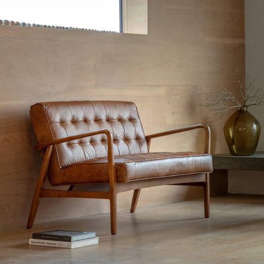 Gallery Direct Humber 2 Seater Sofa in Vintage Brown Leather