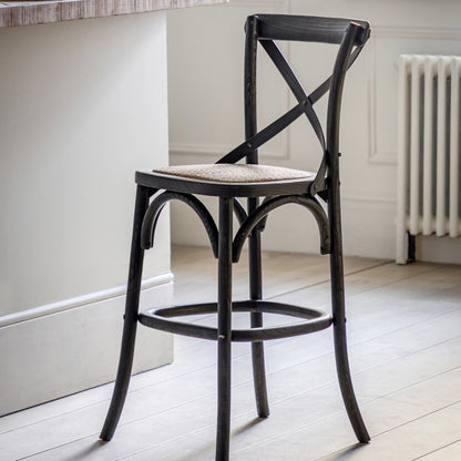 Gallery Direct Cafe Pair of Stools in Black Rattan