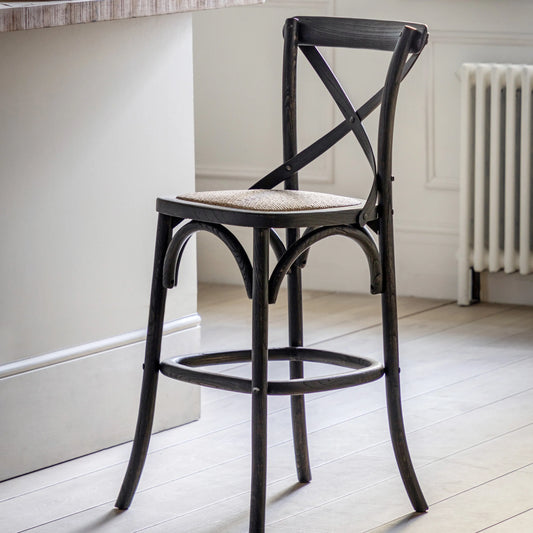 Gallery Direct Cafe Pair of Stools in Black Rattan